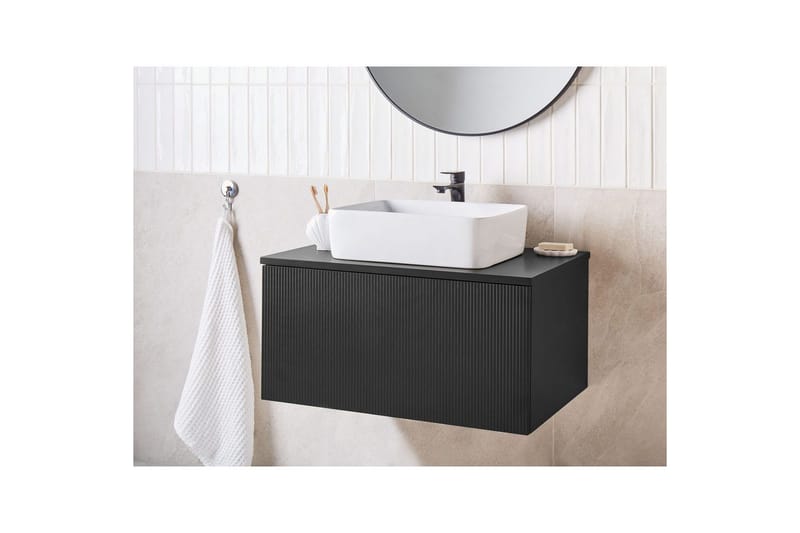 Tvättställsskåp Alzira Svart, 80x52x40 cm - Svart, 80x52x40 cm - Förvaring - Badrumsförvaring & tvättstuga inredning - Badrumsskåp