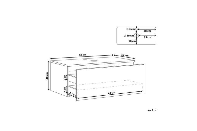 Tvättställsskåp Alzira Vit, 80x52x40 cm - Vit, 80x52x40 cm - Förvaring - Badrumsförvaring & tvättstuga inredning - Badrumsskåp