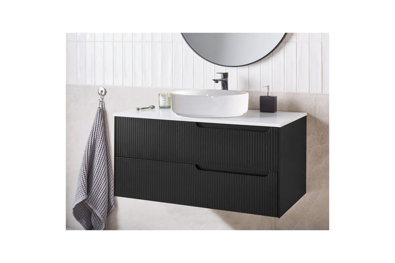 Tvättställsskåp Quintela Svart, Vit, 100x52x48 cm - Svart, Vit, 100x52x48 cm - Förvaring - Badrumsförvaring & tvättstuga inredning - Badrumsskåp