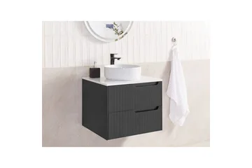 Tvättställsskåp Quintela Svart, Vit, 60x52x48 cm - Svart, Vit, 60x52x48 cm - Förvaring - Badrumsförvaring & tvättstuga inredning - Badrumsskåp