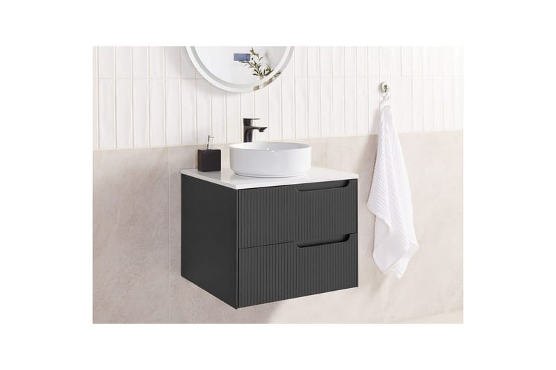 Tvättställsskåp Quintela Svart, Vit, 60x52x48 cm - Svart, Vit, 60x52x48 cm - Förvaring - Badrumsförvaring & tvättstuga inredning - Badrumsskåp