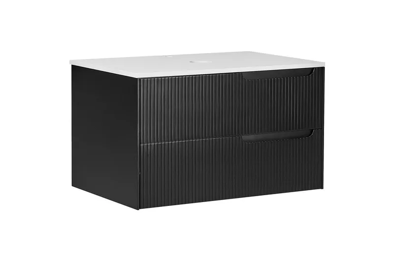 Tvättställsskåp Quintela Svart, Vit, 80x52x48 cm, Svart, Vit, 80x52x48 cm