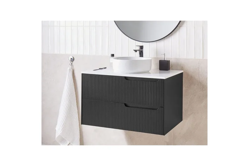 Tvättställsskåp Quintela Svart, Vit, 80x52x48 cm - Svart, Vit, 80x52x48 cm - Förvaring - Badrumsförvaring & tvättstuga inredning - Badrumsskåp