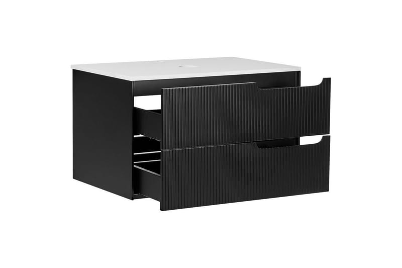 Tvättställsskåp Quintela Svart, Vit, 80x52x48 cm - Svart, Vit, 80x52x48 cm - Förvaring - Badrumsförvaring & tvättstuga inredning - Badrumsskåp