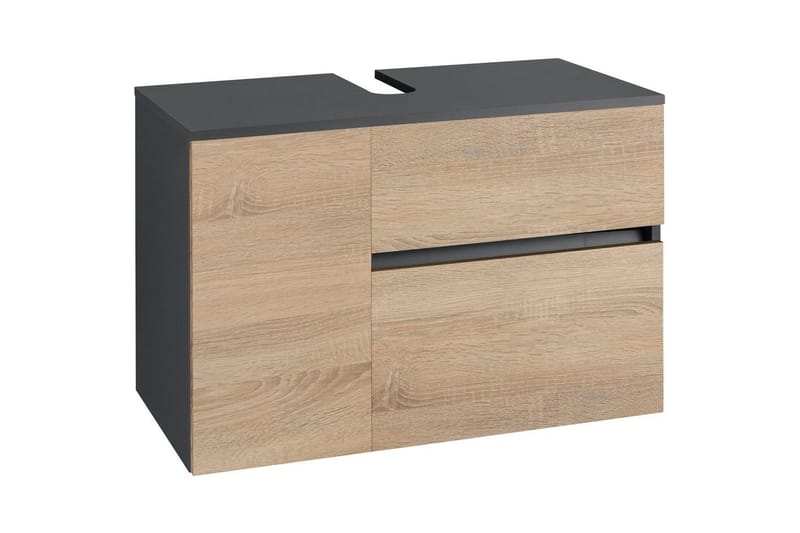 Tvättställsskåp Wisla 80x45x53 cm, Antracit/Ek - 80x45x53 cm, Antracit/Ek - Förvaring - Badrumsförvaring & tvättstuga inredning - Badrumsskåp