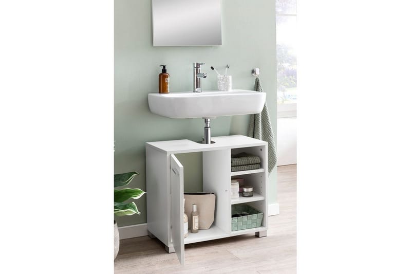 Tvättställsskåp Wohnling Folierad spånskiva 1 dörr 3 förvaringshyllor modern - Förvaring - Badrumsförvaring & tvättstuga inredning - Badrumsskåp