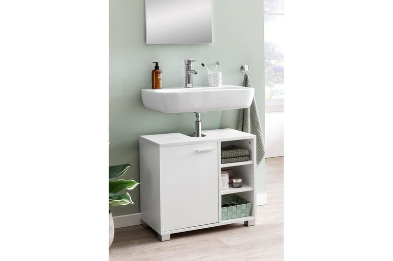 Tvättställsskåp Wohnling Folierad spånskiva 1 dörr 3 förvaringshyllor modern - Förvaring - Badrumsförvaring & tvättstuga inredning - Badrumsskåp