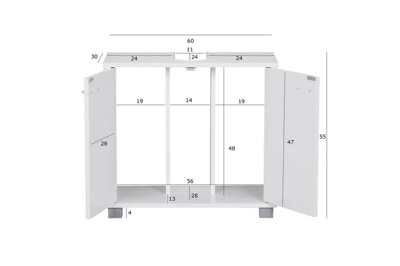 Tvättställsskåp Wohnling Folierad spånskiva 2 dörrar kontor modern - Förvaring - Badrumsförvaring & tvättstuga inredning - Badrumsskåp