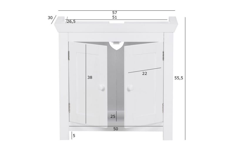 Tvättställsskåp Wohnling King Lackad MDF 2 Dörrar Modern - Förvaring - Badrumsförvaring & tvättstuga inredning - Badrumsskåp