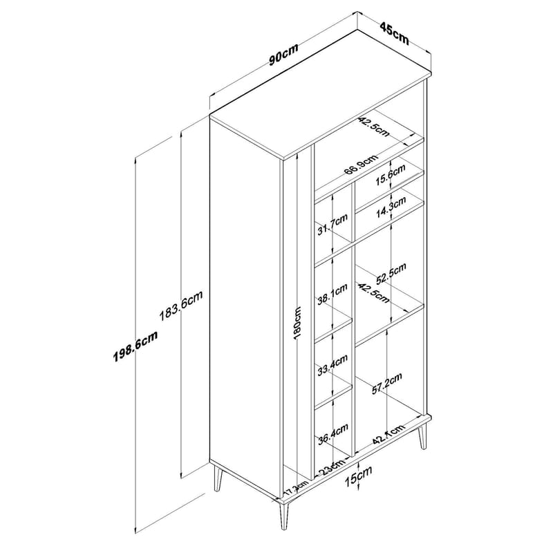 Vestor Badrumsskåp 90x198,6x45 cm - Vit - Förvaring - Badrumsförvaring & tvättstuga inredning - Badrumsskåp