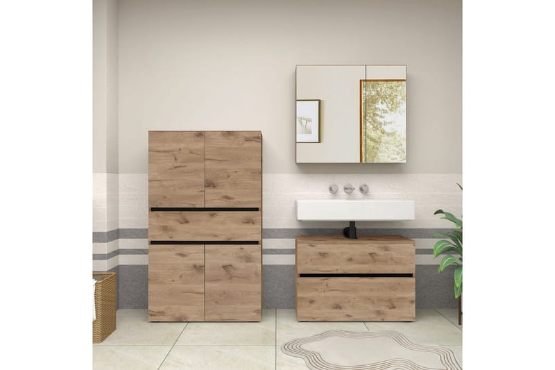 Wisla Högskåp till Badrum 130x76x35 cm - Natur - Förvaring - Badrumsförvaring & tvättstuga inredning - Badrumsskåp