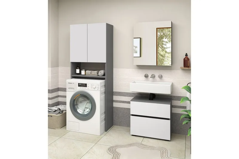 Wisla Högskåp till Badrum 180x68x37 cm - Vit - Förvaring - Badrumsförvaring & tvättstuga inredning - Badrumsskåp