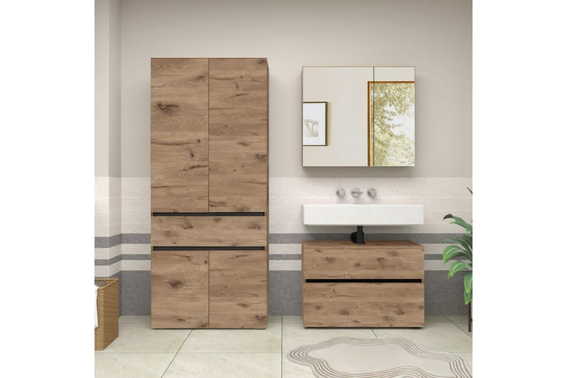 Wisla Högskåp till Badrum 180x76x37 cm - Natur - Förvaring - Badrumsförvaring & tvättstuga inredning - Badrumsskåp