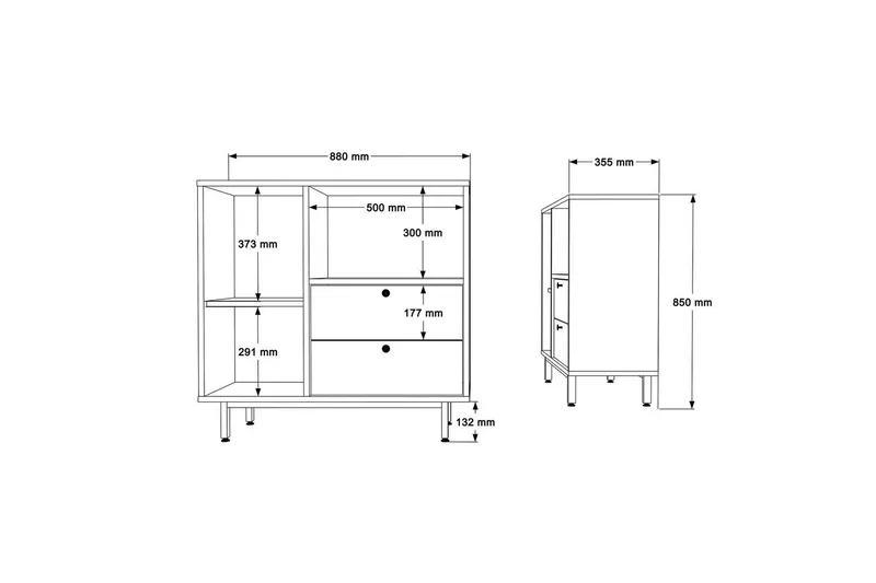 Flerfunktionsskåp Miraen Ek / Vit - Ljusbrun/Vit - Förvaring - Skåp