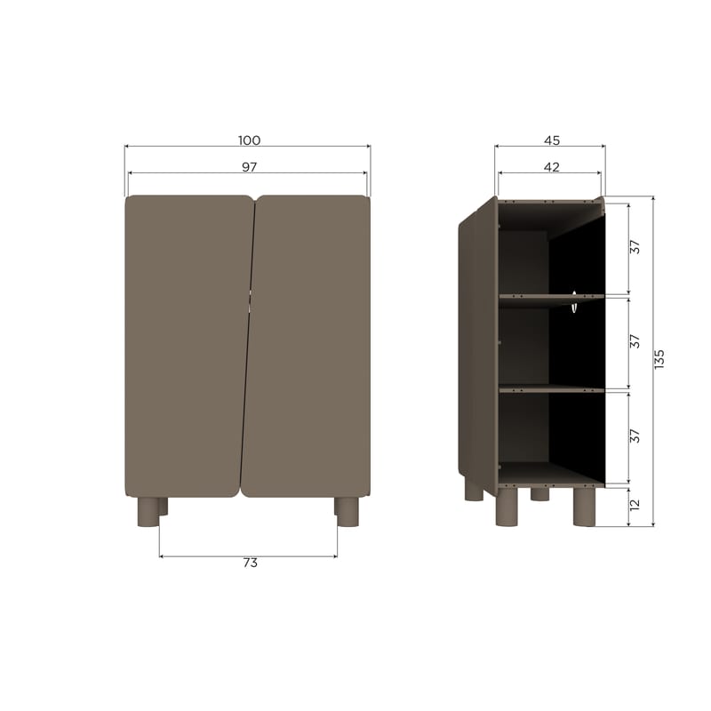 2-dörrars Skåp Root 100 cm - Tryffelbrun - Förvaring - Förvaringsmöbler - Byrå