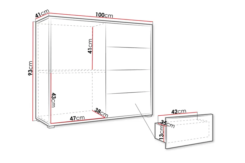 Agawal Byrå 100 cm - Beige - Förvaring - Förvaringsmöbler - Byrå