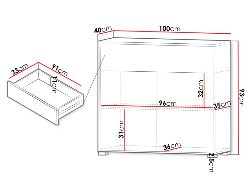 Agawal Byrå 100 cm - Brun - Förvaring - Förvaringsmöbler - Byrå