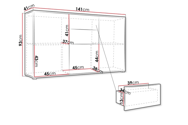 Agawal Byrå 141 cm - Beige - Förvaring - Förvaringsmöbler - Byrå