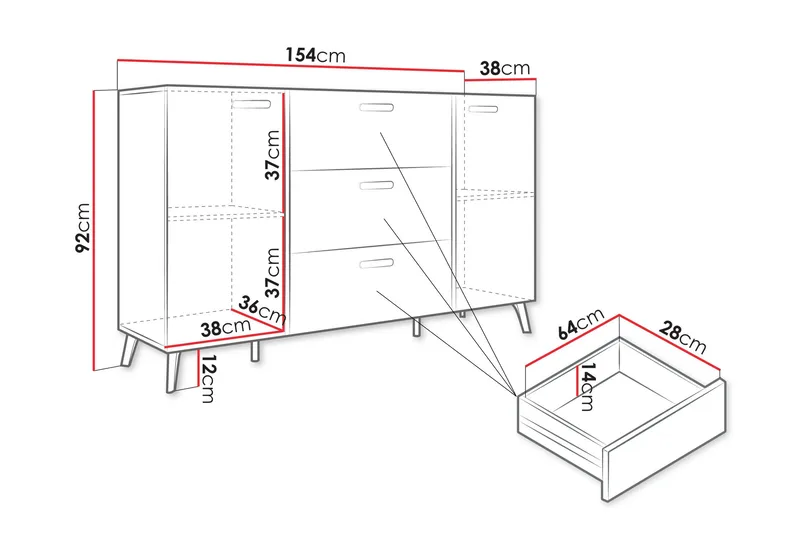 Akihiko Byrå 154 cm - Vit - Förvaring - Förvaringsmöbler - Byrå