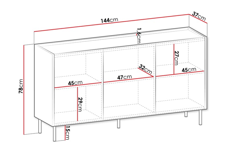 Akihito Byrå 144 cm - Brun - Förvaring - Förvaringsmöbler - Byrå
