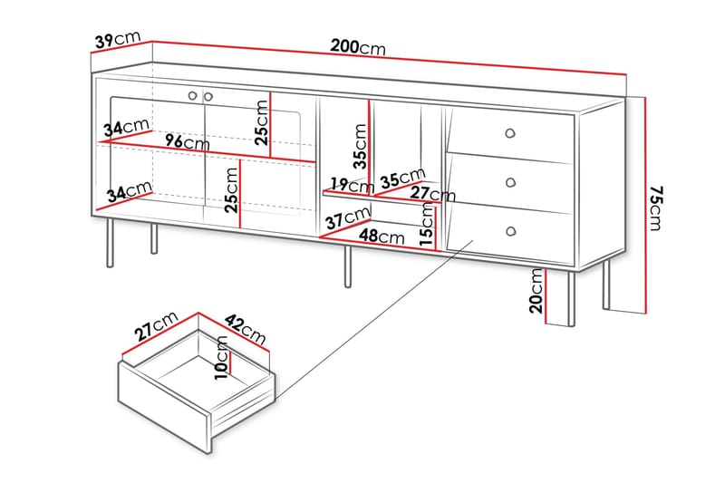 Akilesh Byrå 200 cm - Vit - Förvaring - Förvaringsmöbler - Byrå