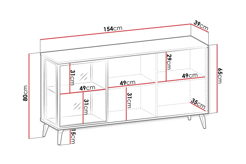 Akinari Byrå 154 cm - Brun/Beige - Förvaring - Förvaringsmöbler - Byrå