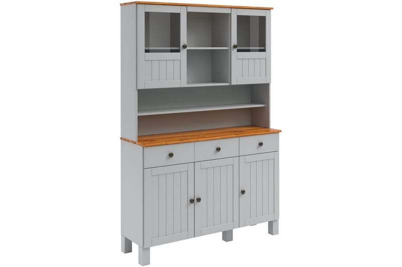 Alby Byrå med Överskåp 125x38 cm, Grå