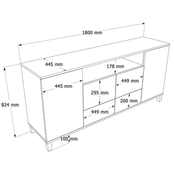 Aldarte Konsolbord 180x82,4x44,5 cm - sandek - Förvaring - Förvaringsmöbler - Skänkar & sideboards