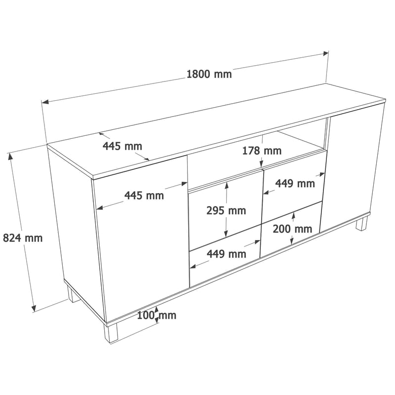 Aldarte Konsolbord 180x82,4x44,5 cm - sandek - Förvaring - Förvaringsmöbler - Skänkar & sideboards
