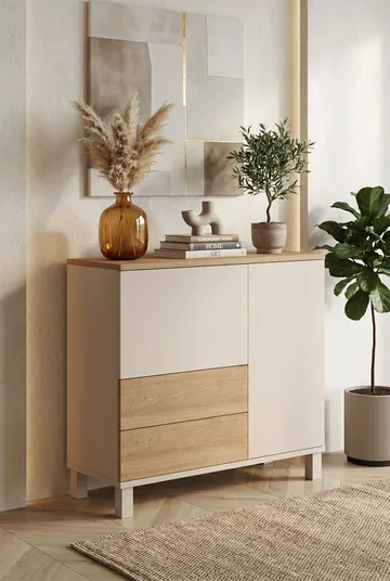 Aldarte Multifunktionsskåp 87,2x82,4x35 cm - Sand och ek - Förvaring - Förvaringsmöbler - Byrå