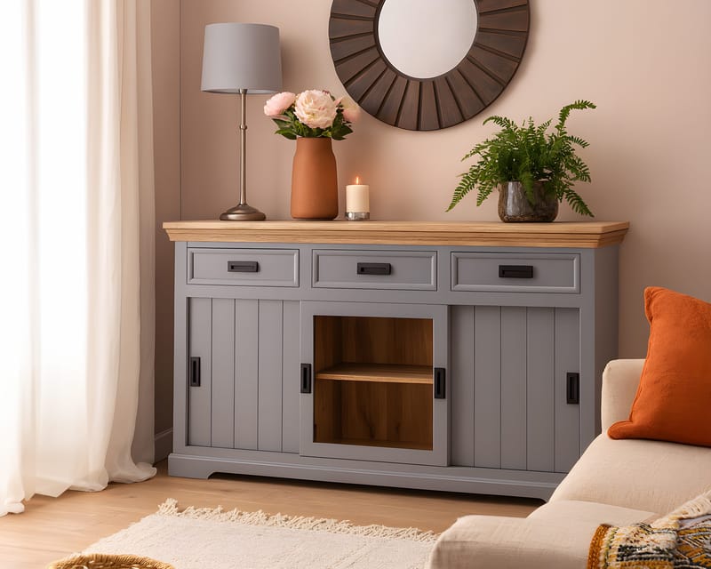 Alpinist Skänk 160x90 cm - Grå och naturträ - Förvaring - Förvaringsmöbler - Skänkar & sideboards