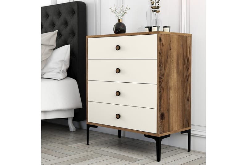 AMEIAS Byrå 76x90,7 cm Brun/Beige - Förvaring - Förvaringsmöbler - Byrå