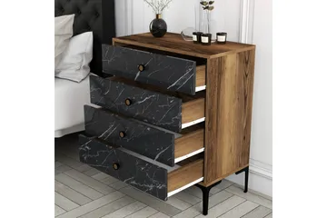 Ameias Byrå 76x90,7 cm Brun/Svart - Hanah Home - Förvaring - Förvaringsmöbler - Byrå