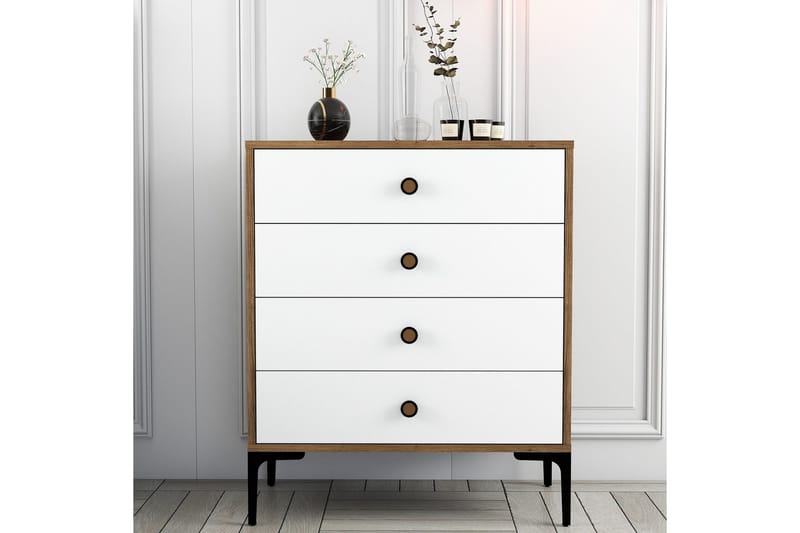 Ameias Byrå 76x90,7 cm Brun/Vit - Hanah Home - Förvaring - Förvaringsmöbler - Byrå