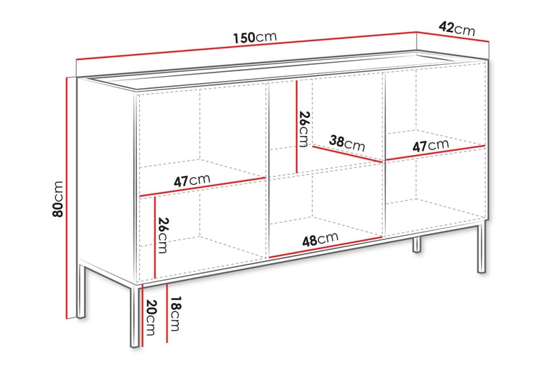 Amelus Byrå 150 cm - Brun - Förvaring - Förvaringsmöbler - Byrå