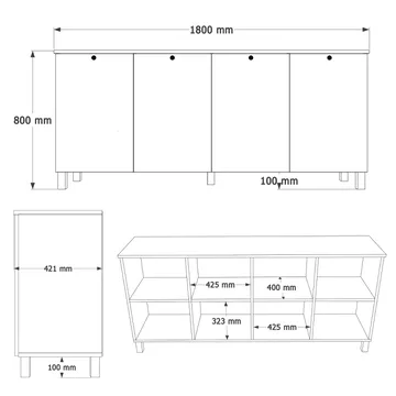 Avero Konsolbord 180x80x42,1 cm - Vit och ek - Förvaring - Förvaringsmöbler - Skänkar & sideboards