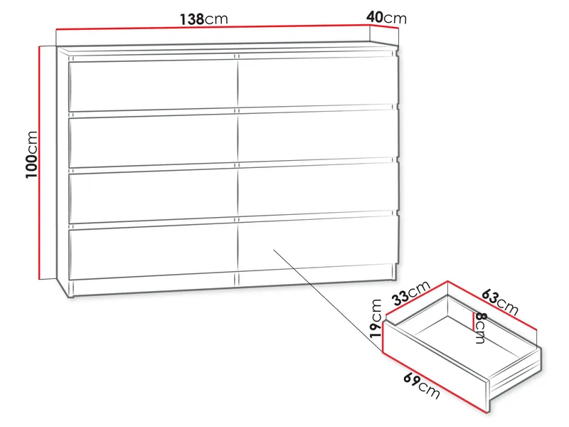 Basildon Byrå 138 cm - brun - Förvaring - Förvaringsmöbler - Byrå