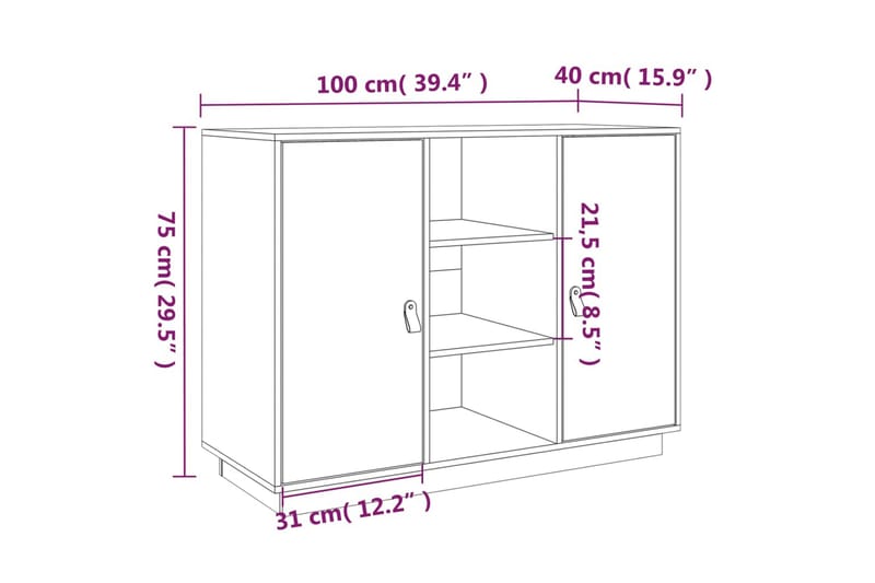 beBasic Byrå 100x40x75 cm massiv furu - Förvaring - Förvaringsmöbler - Byrå