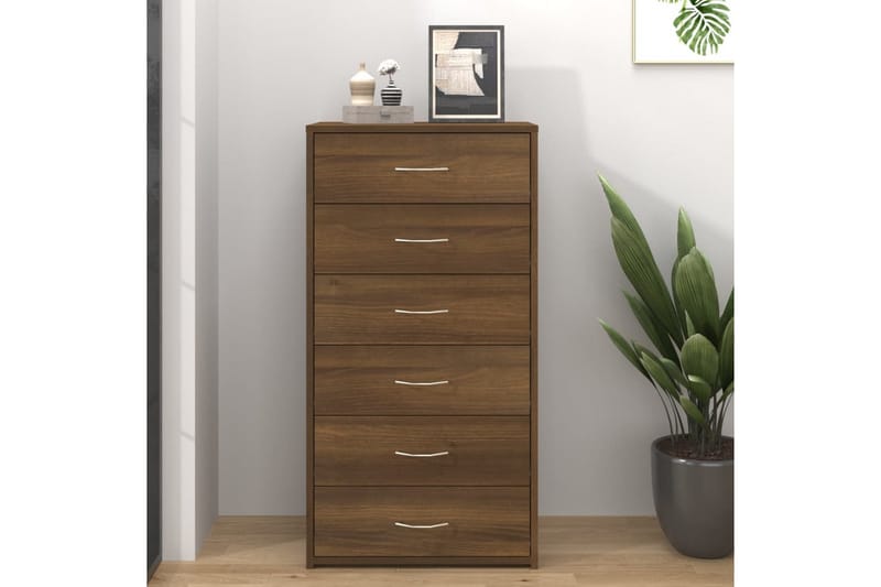 beBasic Byrå 6 lådor brun ek 50x34x96 cm konstruerat trä - Förvaring - Förvaringsmöbler - Byrå