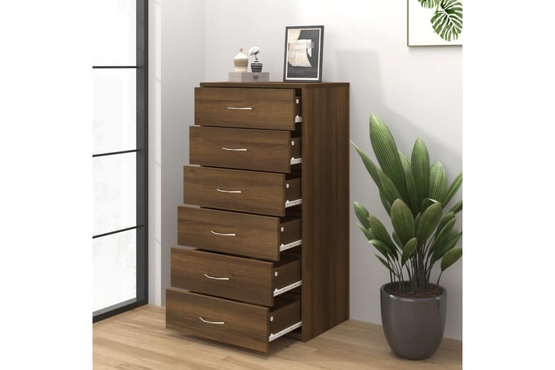beBasic Byrå 6 lådor brun ek 50x34x96 cm konstruerat trä - Förvaring - Förvaringsmöbler - Byrå