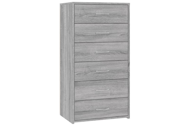 beBasic Byrå 6 lådor grå sonoma-ek 50x34x96 cm konstruerat trä - Förvaring - Förvaringsmöbler - Byrå
