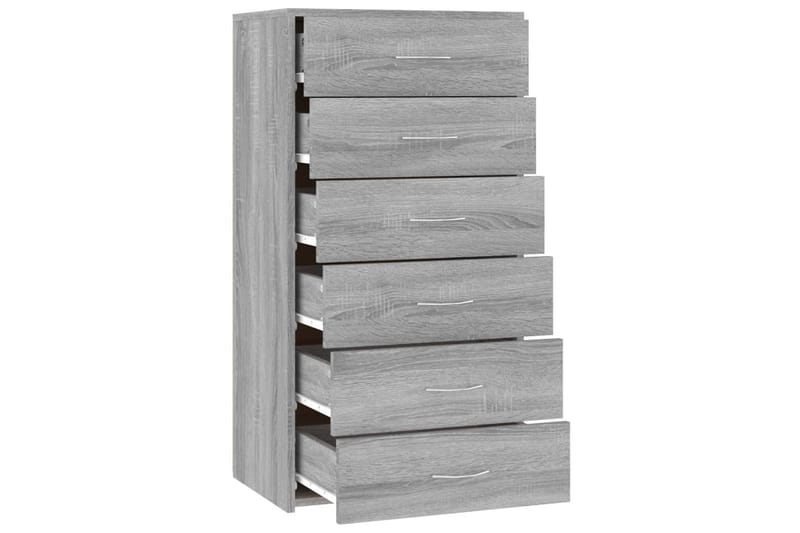 beBasic Byrå 6 lådor grå sonoma-ek 50x34x96 cm konstruerat trä - Förvaring - Förvaringsmöbler - Byrå