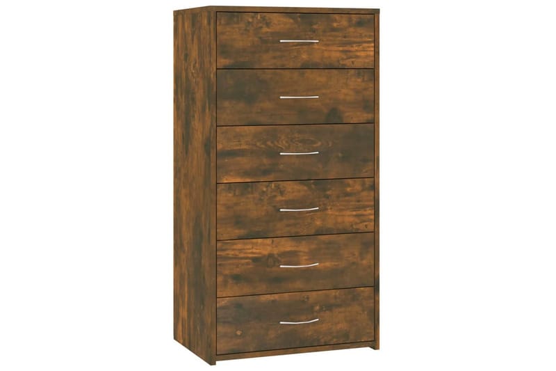 beBasic Byrå 6 lådor rökfärgad ek 50x34x96 cm konstruerat trä - Förvaring - Förvaringsmöbler - Byrå