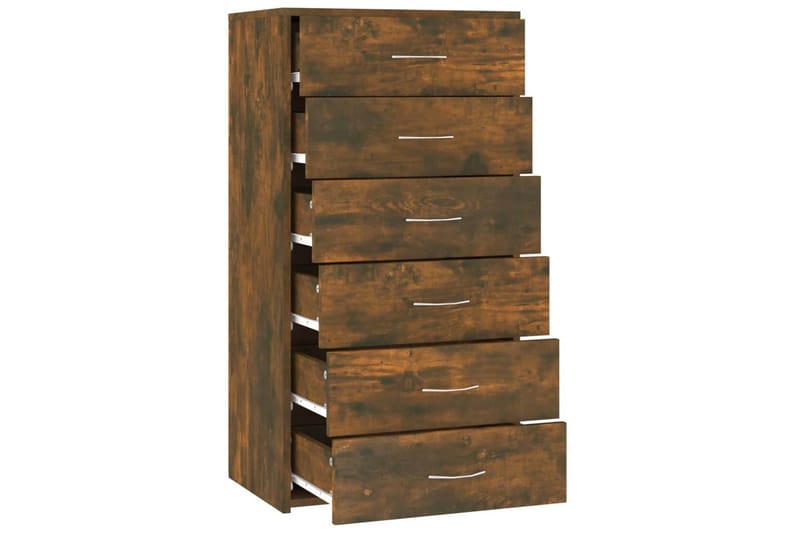 beBasic Byrå 6 lådor rökfärgad ek 50x34x96 cm konstruerat trä - Förvaring - Förvaringsmöbler - Byrå