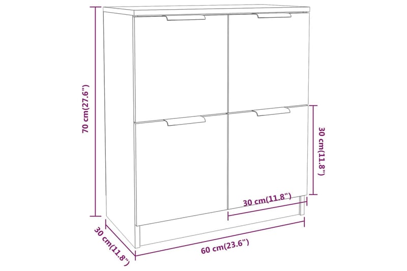 beBasic Byrå betonggrå 60x30x70 cm konstruerat trä - Förvaring - Förvaringsmöbler - Byrå