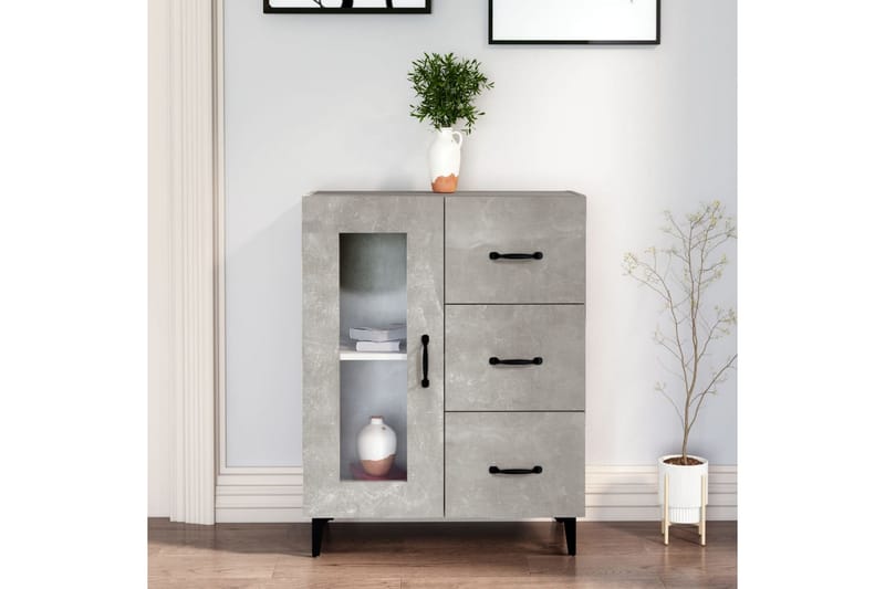 beBasic Byrå betonggrå 69,5x34x90 cm konstruerat trä - Förvaring - Förvaringsmöbler - Byrå