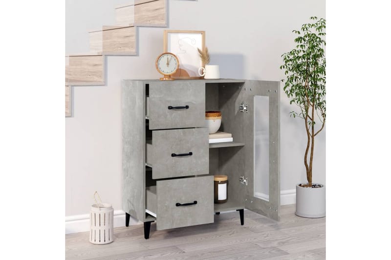 beBasic Byrå betonggrå 69,5x34x90 cm konstruerat trä - Förvaring - Förvaringsmöbler - Byrå