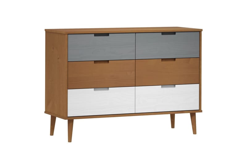 beBasic Byrå brun 113x40x80 cm massivt furuträ - Förvaring - Förvaringsmöbler - Byrå