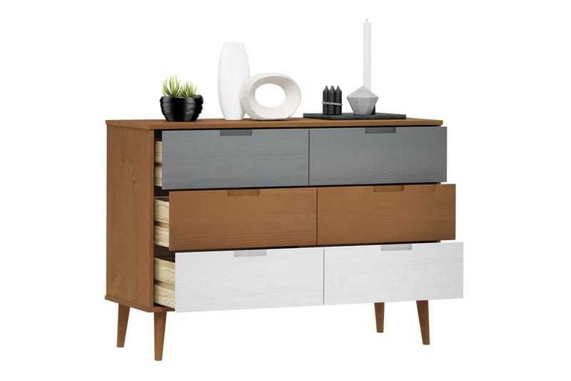 beBasic Byrå brun 113x40x80 cm massivt furuträ - Förvaring - Förvaringsmöbler - Byrå