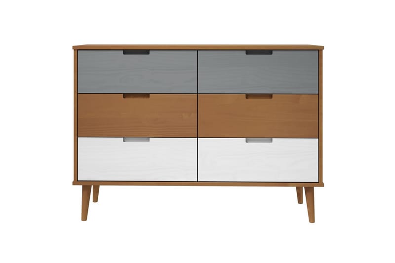 beBasic Byrå brun 113x40x80 cm massivt furuträ - Förvaring - Förvaringsmöbler - Byrå